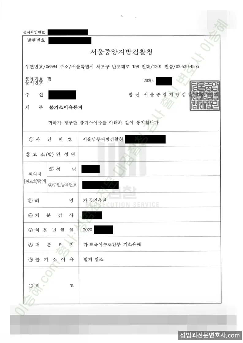공연음란 처분문서(개인정보 삭제)