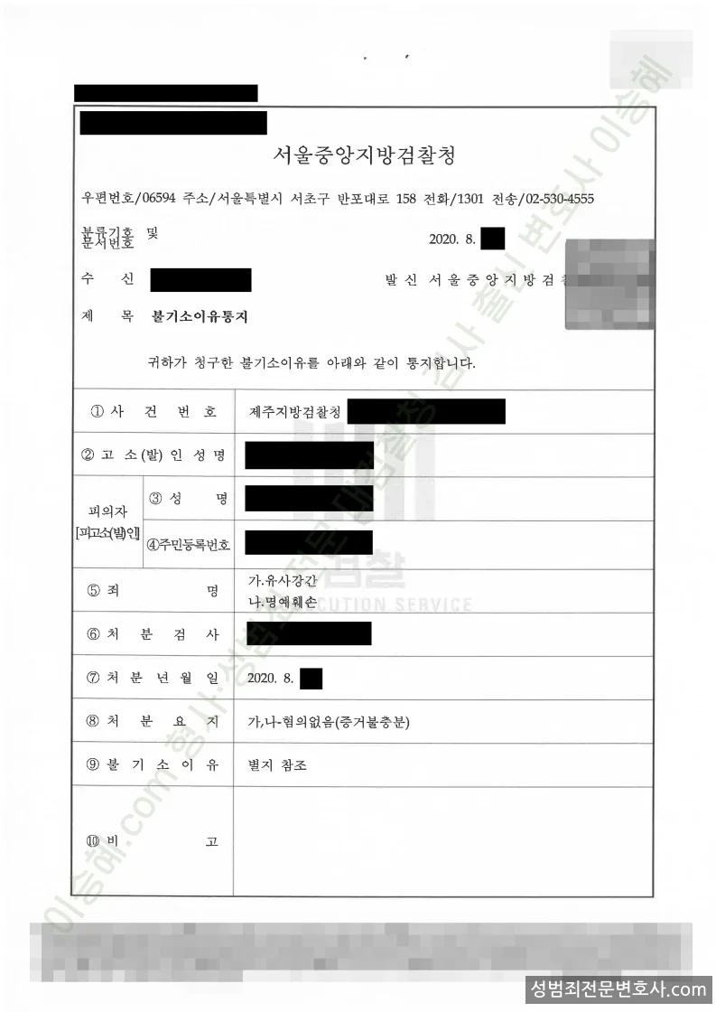 유사강간 · 명예훼손 처분문서(개인정보 삭제)