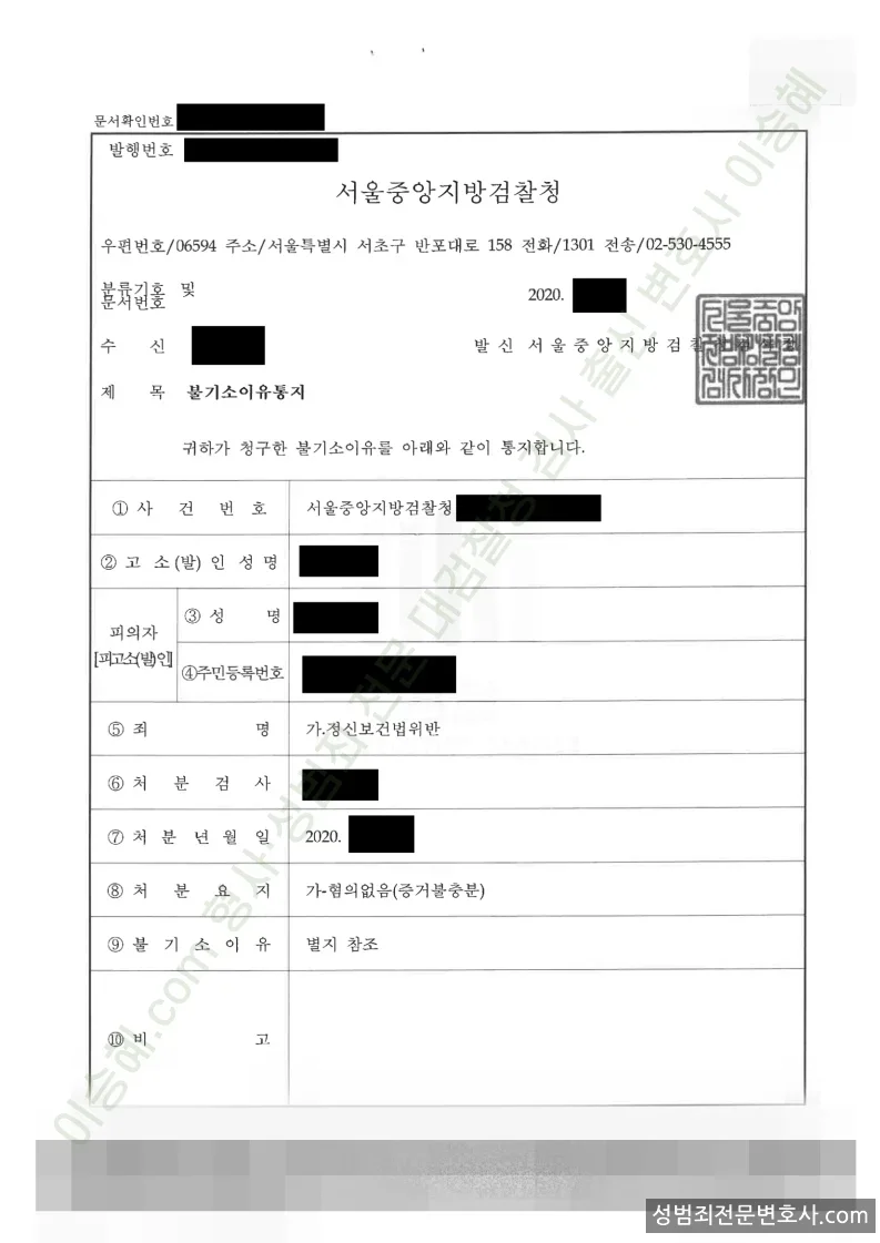 정신보건법위반 처분문서(개인정보 삭제)