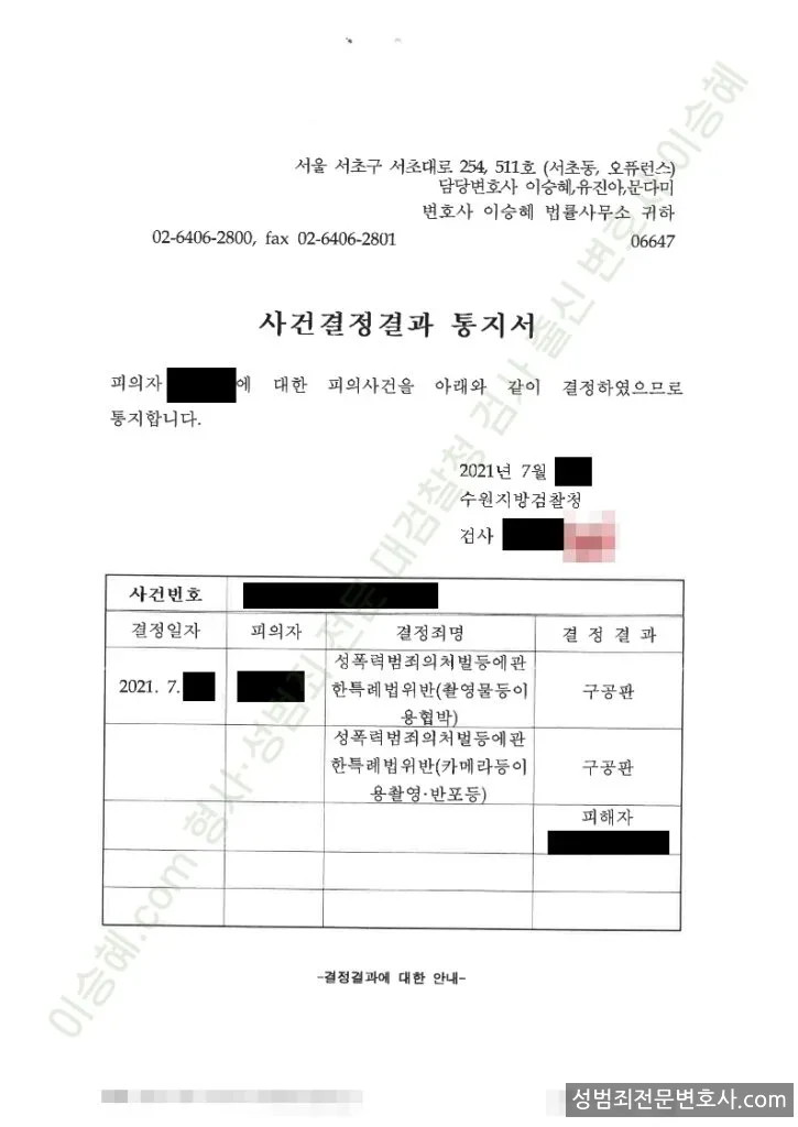 성폭법위반(카메라등이용촬영) · → 외 2 처분문서(개인정보 삭제)