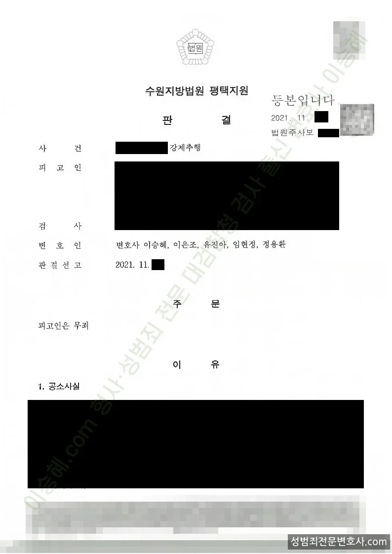 강제추행 처분문서(개인정보 삭제)