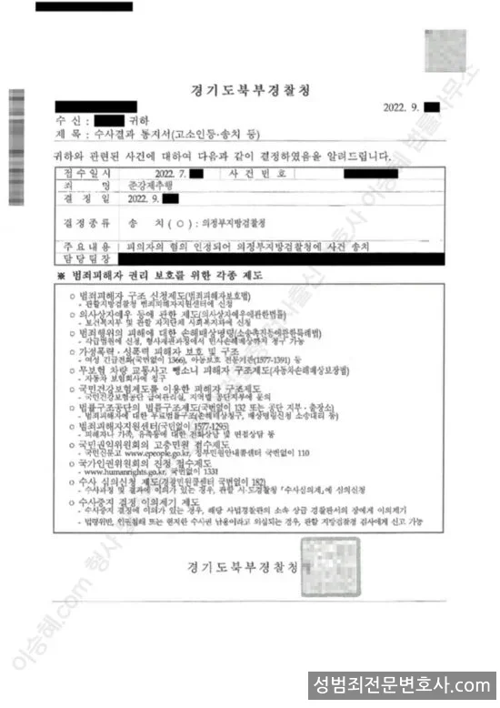 준강제추행 처분문서(개인정보 삭제)