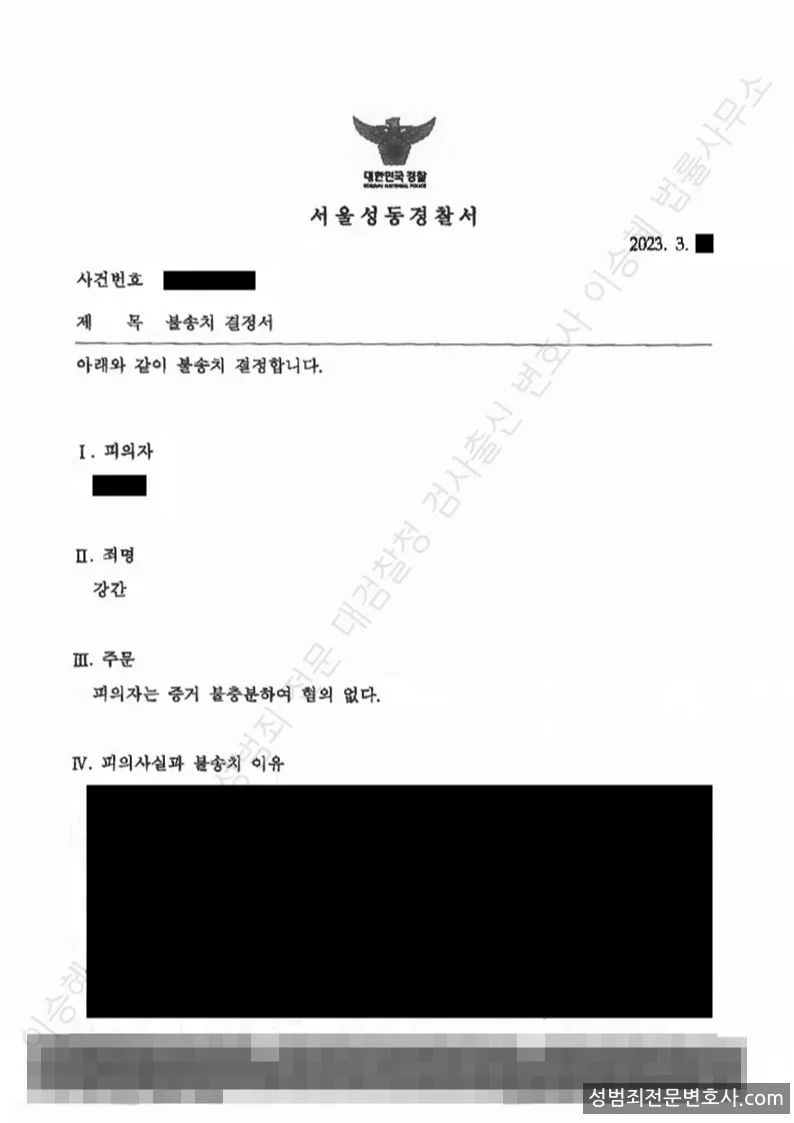 강간 처분문서(개인정보 삭제)