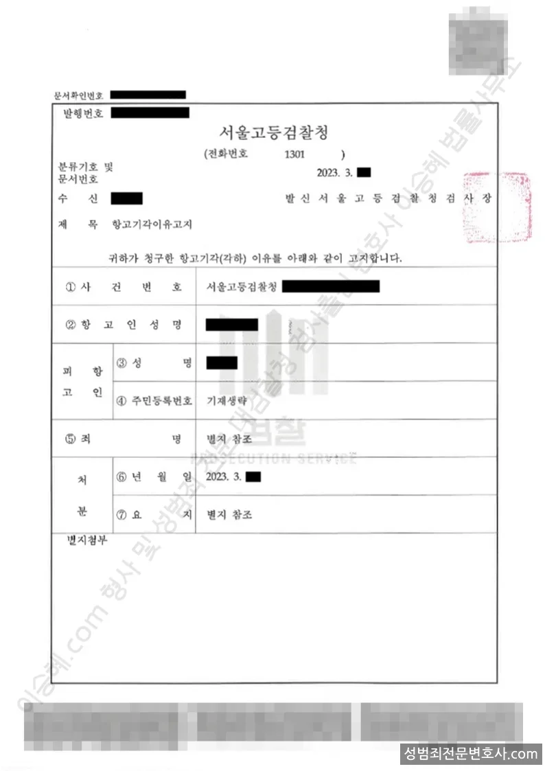 유사강간 · 협박 외 2 처분문서(개인정보 삭제)