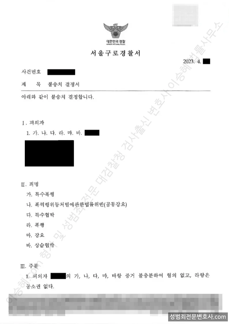 특수폭행 · 폭행 외 4 처분문서(개인정보 삭제)