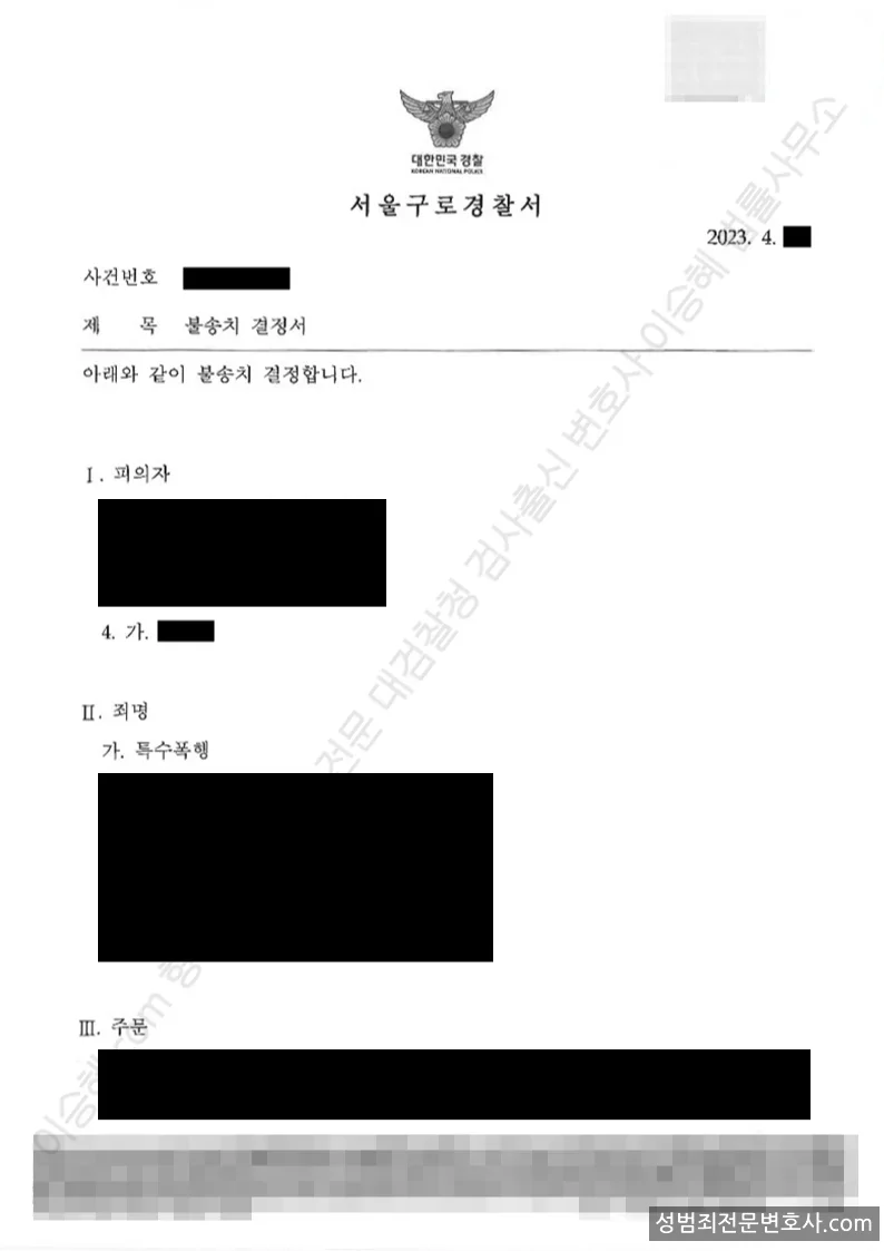 특수폭행 처분문서(개인정보 삭제)