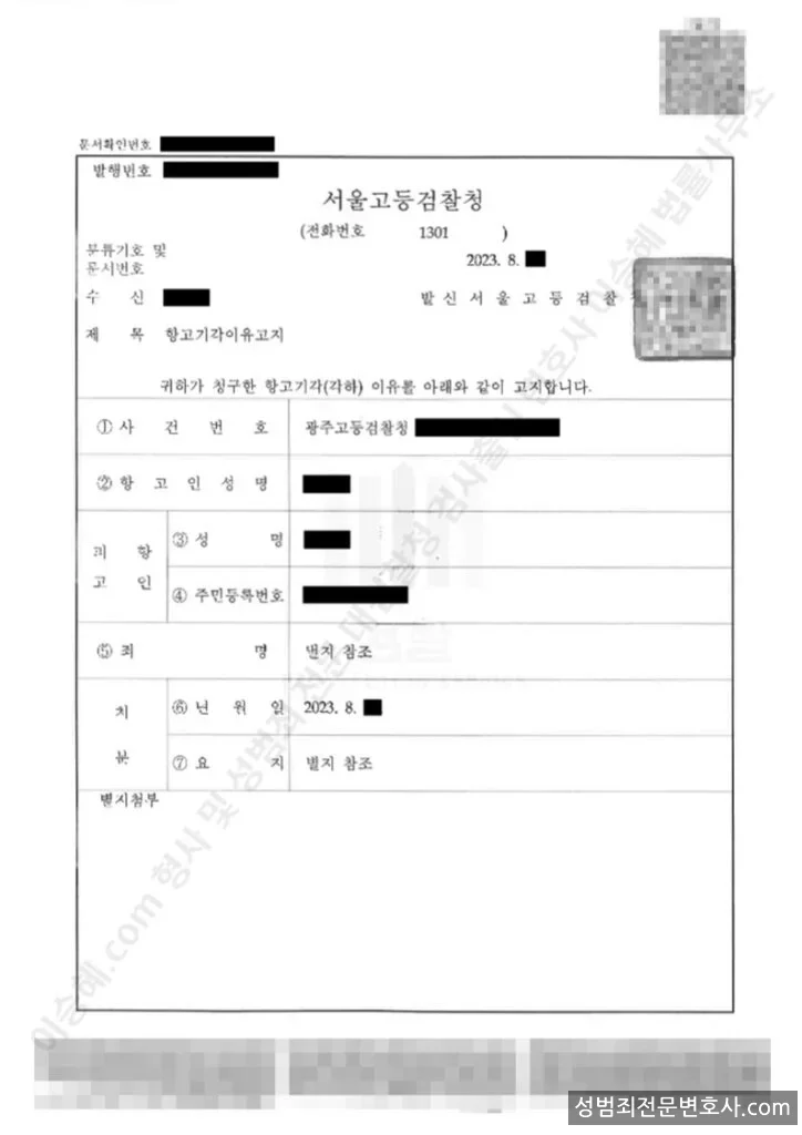 유사강간 · 준강간 외 2 처분문서(개인정보 삭제)