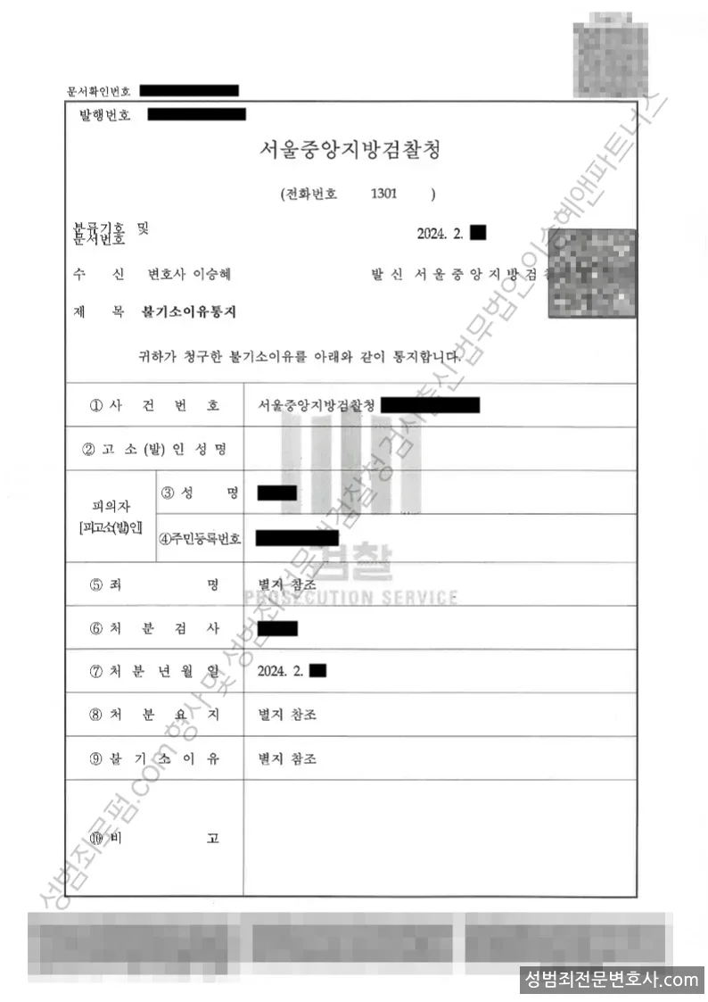 감금 · 강제추행 외 2 처분문서(개인정보 삭제)