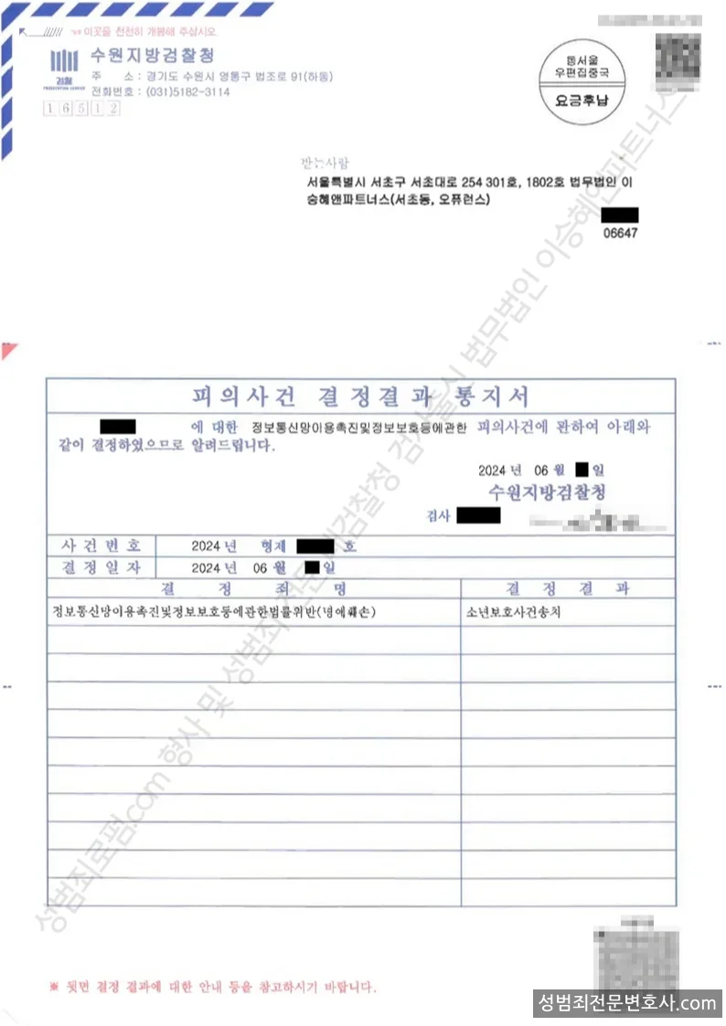 정통법위반(명예훼손) 처분문서(개인정보 삭제)