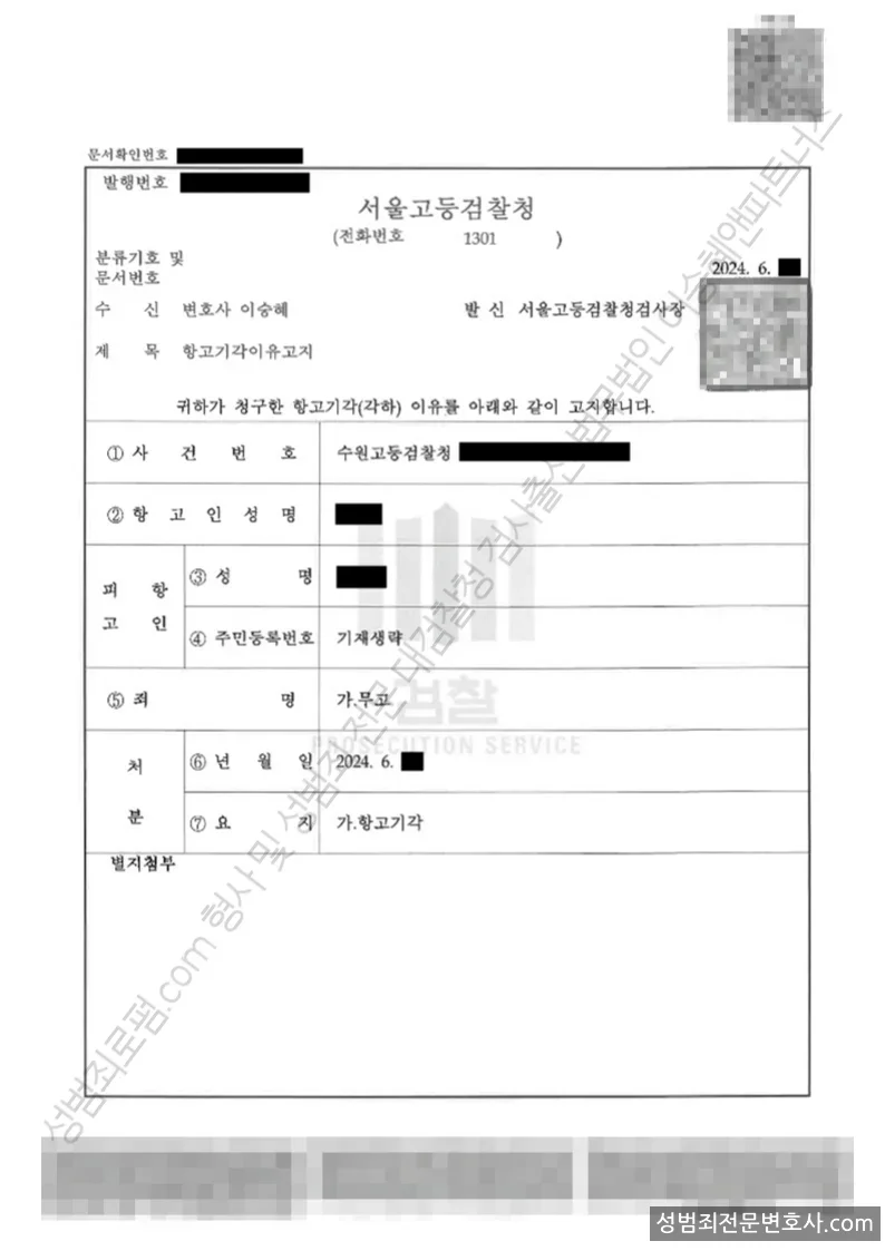 무고 처분문서(개인정보 삭제)