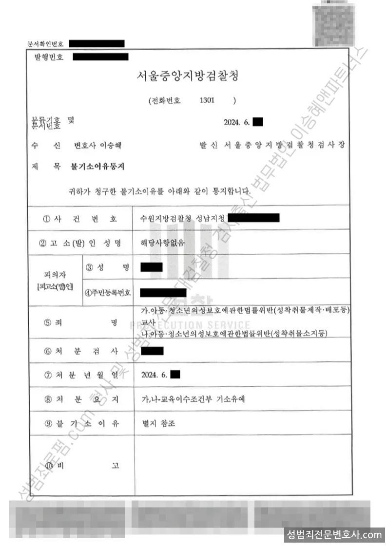 아청법위반(성착취물제작배포등) · 아청법위반(성착취물소지등) 처분문서(개인정보 삭제)