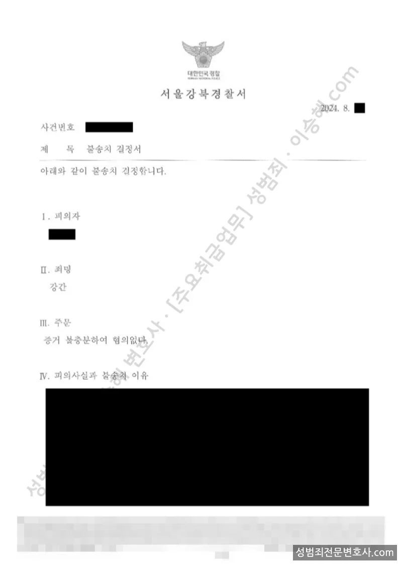 강간 처분문서(개인정보 삭제)