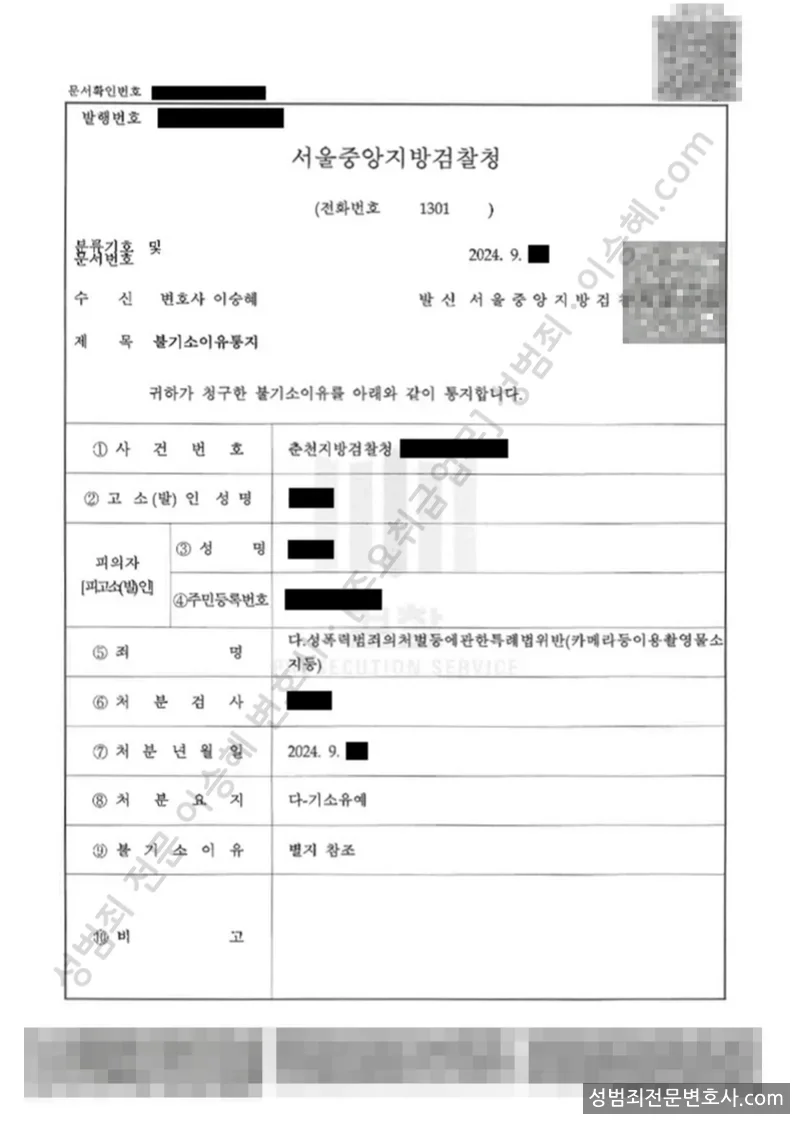 성폭법위반(카메라등이용촬영물소지등) 처분문서(개인정보 삭제)