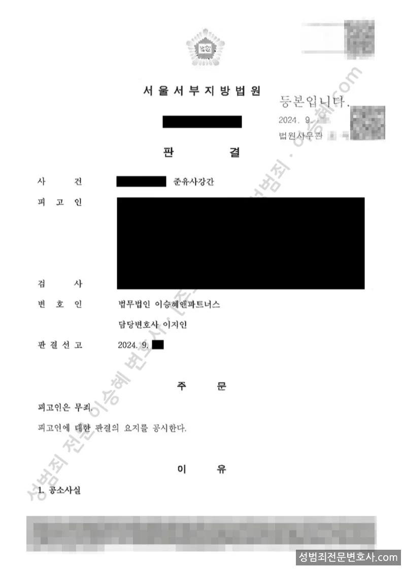 준유사강간 처분문서(개인정보 삭제)