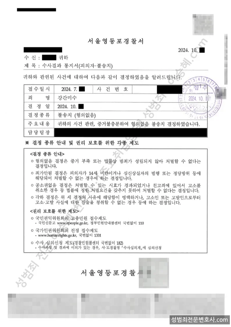 강간미수 처분문서(개인정보 삭제)