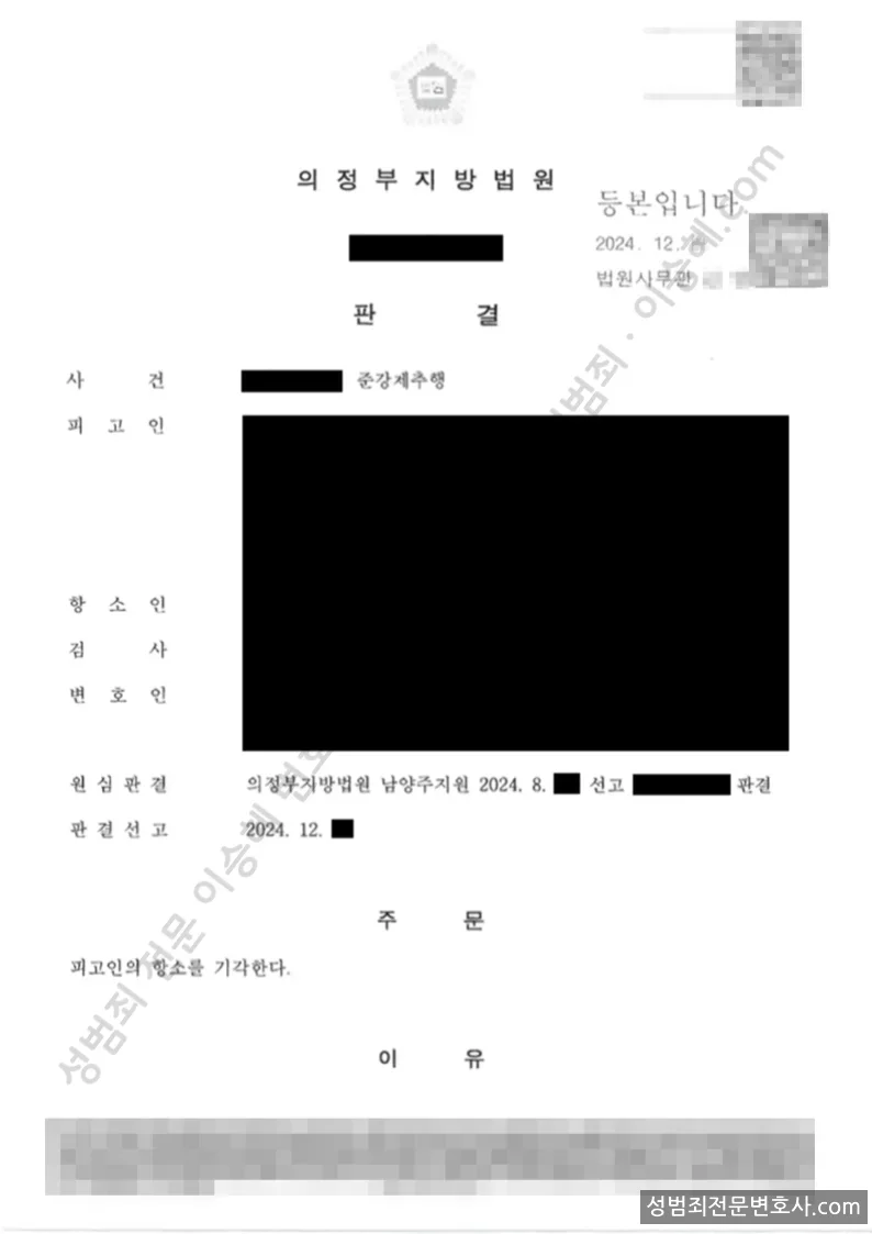 준강제추행 처분문서(개인정보 삭제)