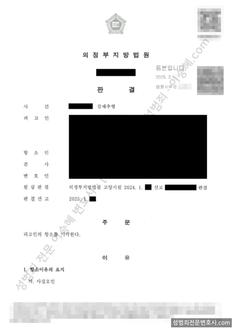 강제추행 처분문서(개인정보 삭제)