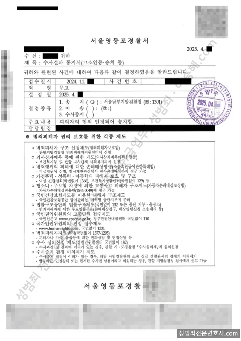 무고 처분문서(개인정보 삭제)