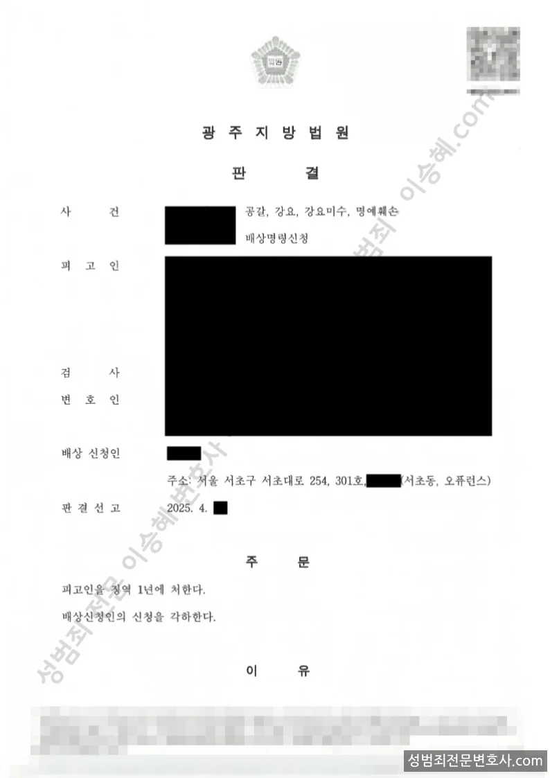 공갈, · 강요, 외 2 처분문서(개인정보 삭제)