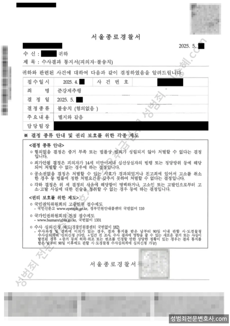준강제추행 처분문서(개인정보 삭제)