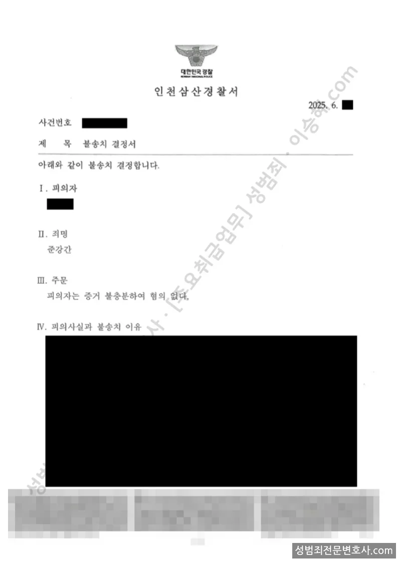 준강간 처분문서(개인정보 삭제)