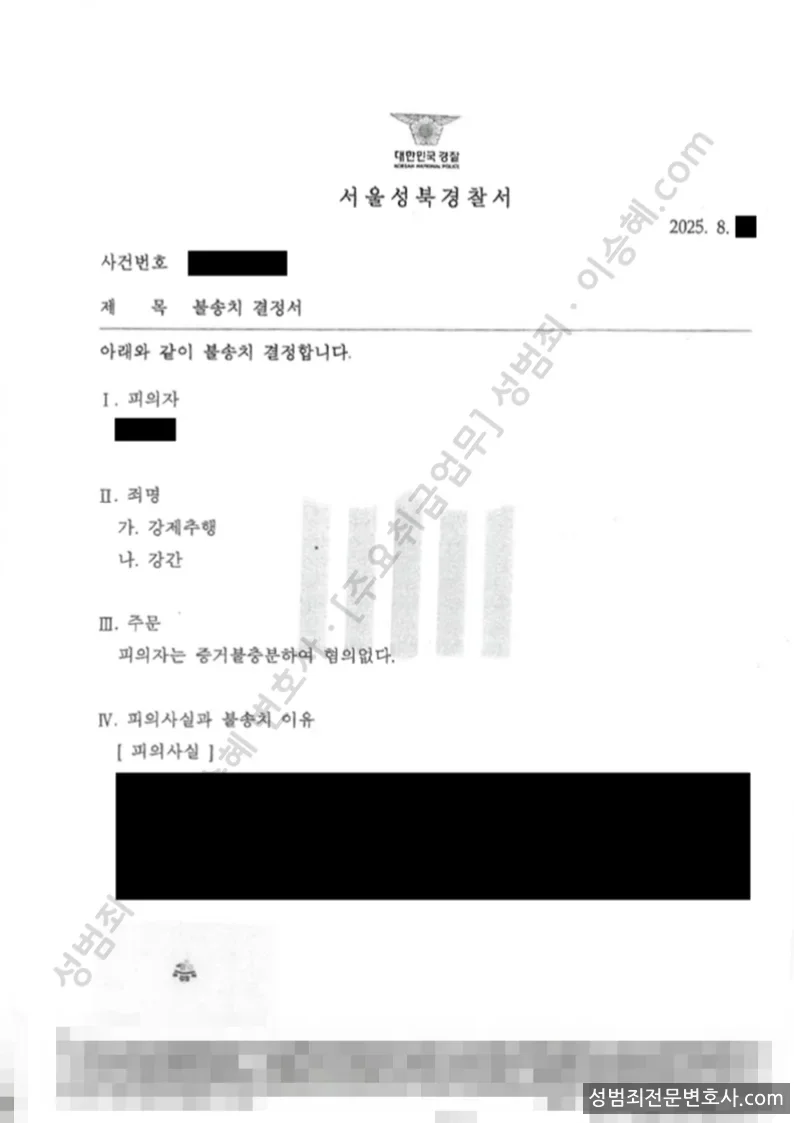 강간 · 강제추행 처분문서(개인정보 삭제)