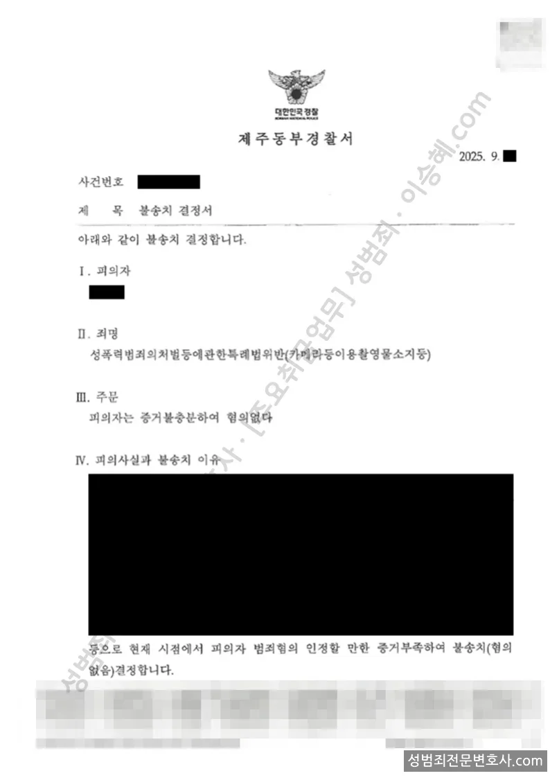 성폭법위반(카메라등이용촬영물소지등) 처분문서(개인정보 삭제)