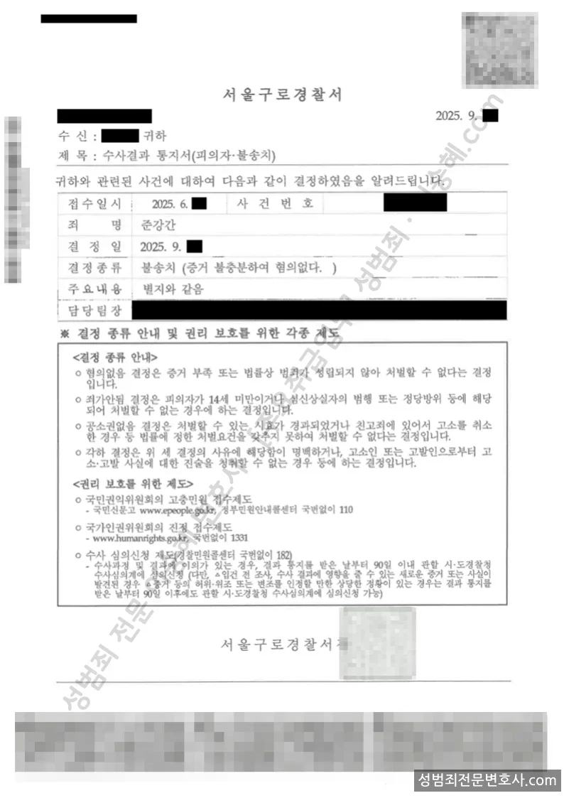 준강간 처분문서(개인정보 삭제)
