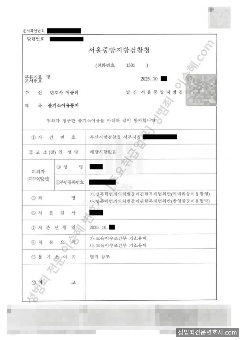 성폭법위반(카메라등이용촬영) · 성폭법위반(촬영물등이용협박) 처분문서(개인정보 삭제)