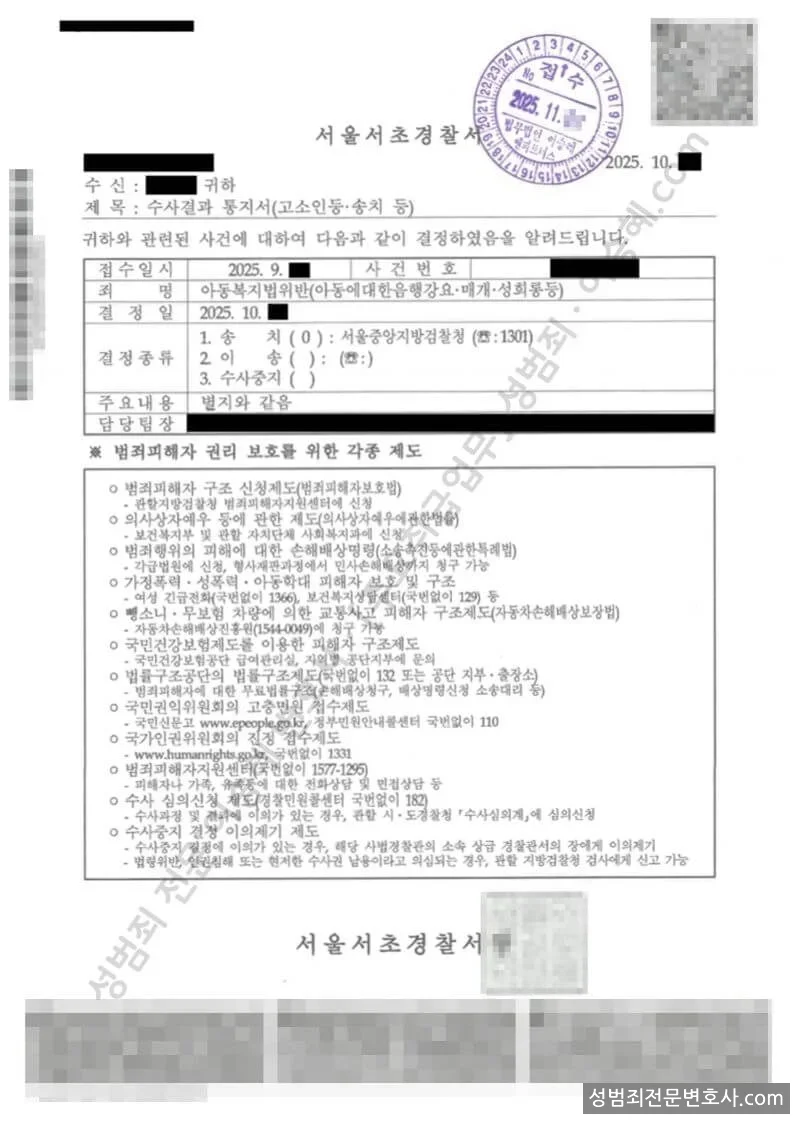 아복법위반(아동에대한음행강요매개성희롱) 처분문서(개인정보 삭제)