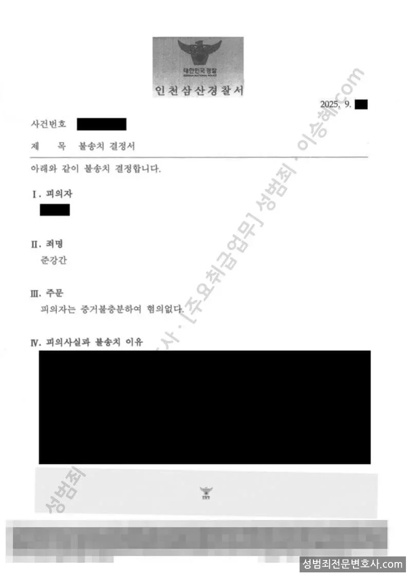 준강간 처분문서(개인정보 삭제)
