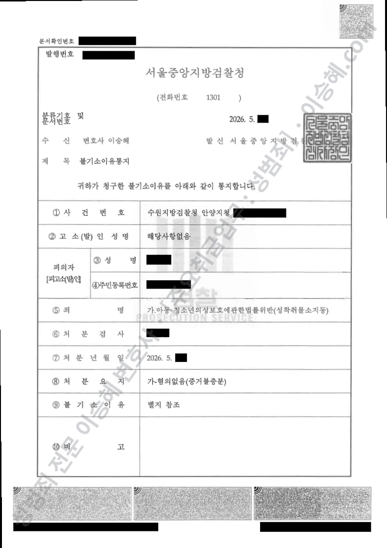 아청법위반(성착취물소지등) 처분문서(개인정보 삭제)