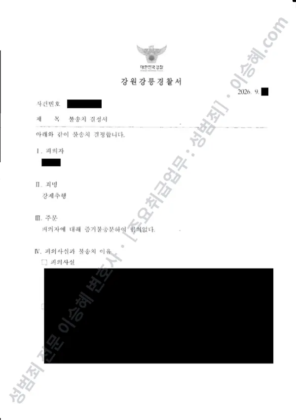 강제추행 처분문서(개인정보 삭제)