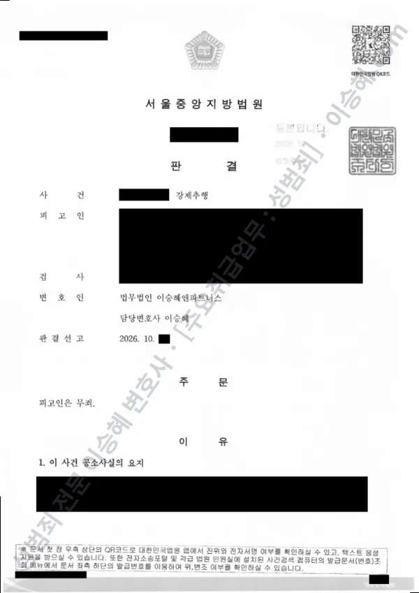 강제추행 처분문서(개인정보 삭제)